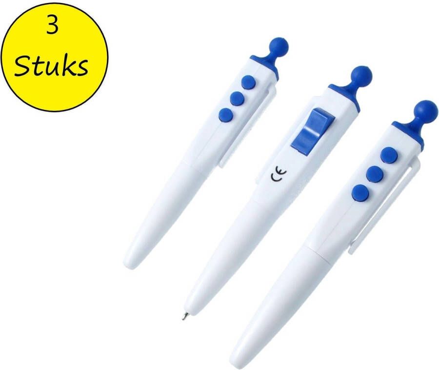 Banzaa Fidget Pen Anti stress set 3 stuks Flip en Click Pen Wit-Blauw