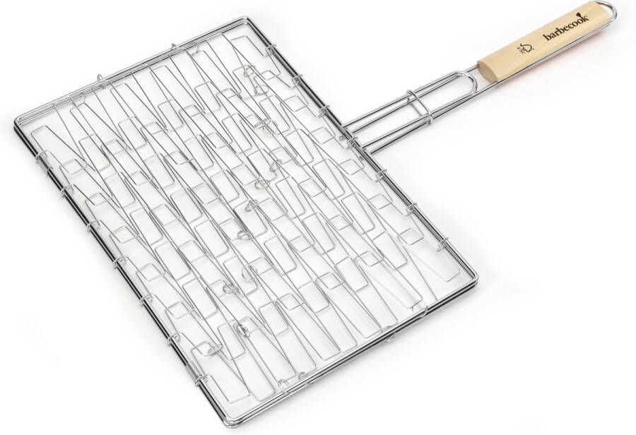 Barbecook BBQ klemrooster Barebecue Rooster rechthoek Elastische BBQ grill L410 x D290 x H20 mm (Grillopperv.) Staal Chroom Met handvat
