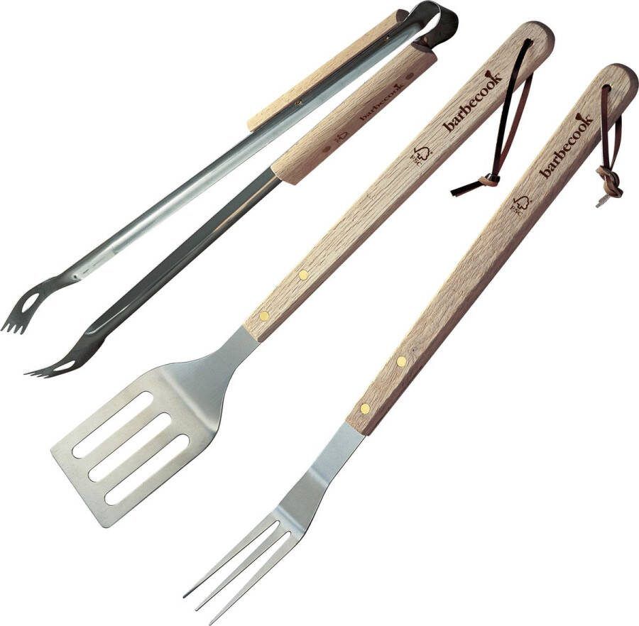 Barbecook BBQ set gereedschap Met ophanglus RVS Hout 47cm