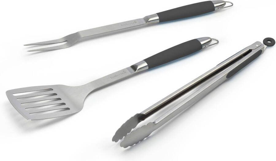 Barbecook Gereeschapset BBQ Accesoires Vork Spatel & Tang Staal Zwart