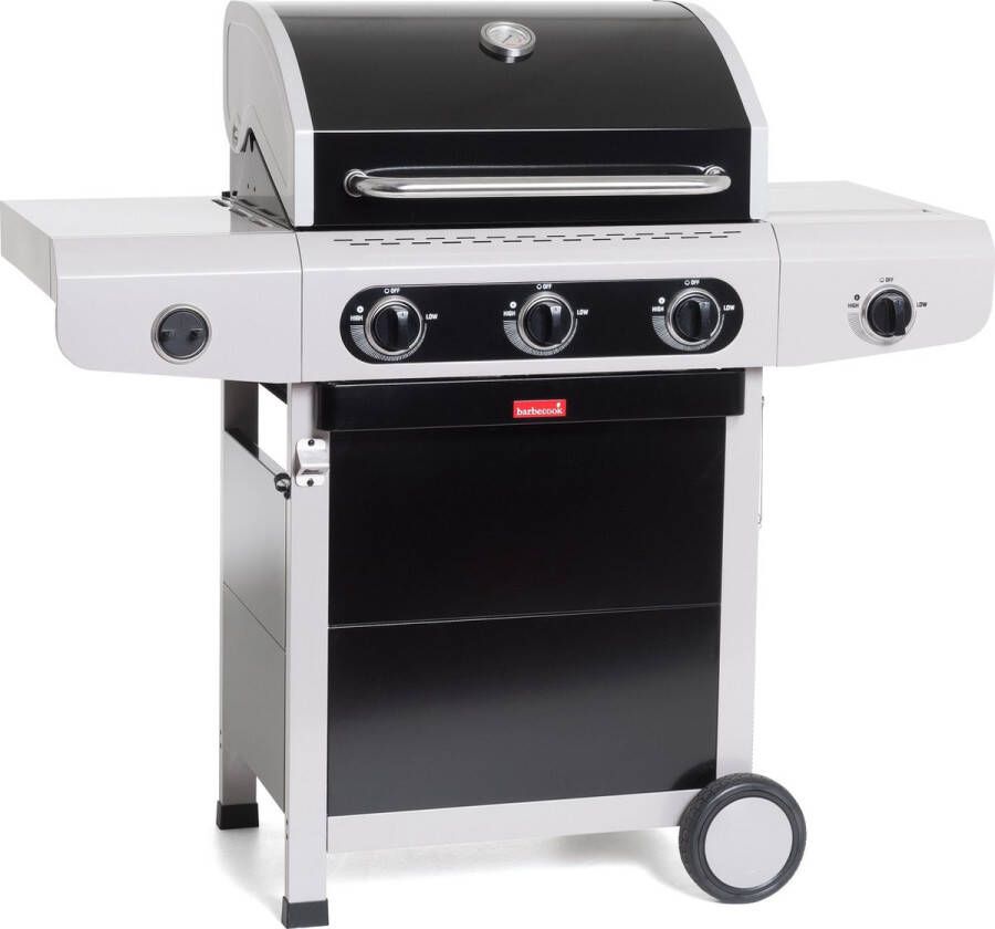 Barbecook Siesta 310 Black Edition Gas BBQ barbecue 3 Branders Met zijbrander 1 vaste zijtafel