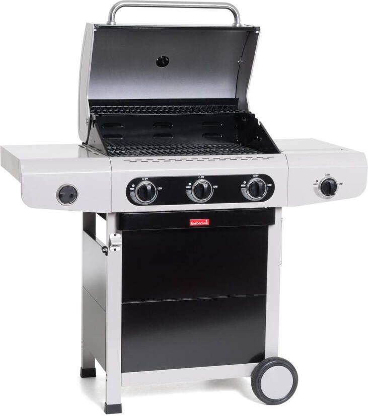 Barbecook Siesta 310 Black Edition Gas BBQ barbecue 3 Branders Met zijbrander 1 vaste zijtafel