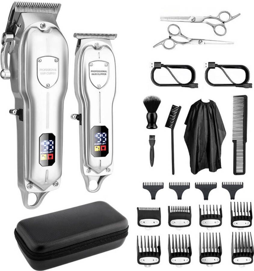 Barber John Professionele Draadloze Tondeuse met Bewaarkoffer Complete Set Trimmer Haar Tondeuses Mannen Hoofdhaar Baard Kappersset Hair Clipper Scheerapparaat Cheveux