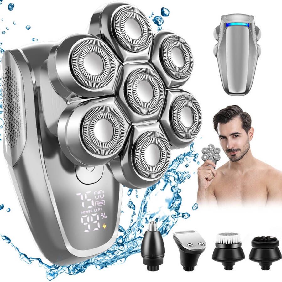 Barber John Scheerapparaat Mannen Scheerapparaat- Tondeuse Scheerapparaat Met Trimmer Skull Shaver Bodygroomer Met Trimmer 5-In-1 Gezicht en Hoofd Trimmer- Inclusief 8 Opzetstukken Scheerapparaten