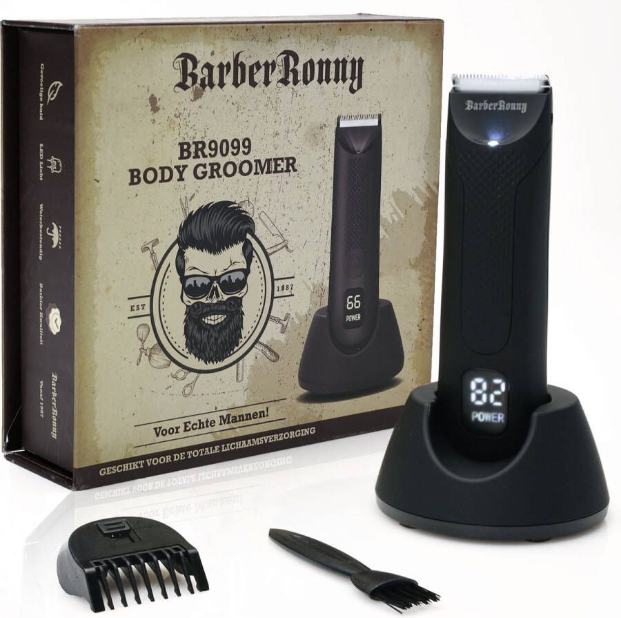 BarberRonny BR9099 Body Groomer Mannen Body Trimmer Tondeuse met LED-verlichting Body Shaver Waterdicht