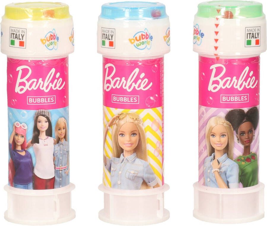 Barbie 3x bellenblaas flesjes met spelletje 60 ml voor kinderen Uitdeelspeelgoed Grabbelton speelgoed