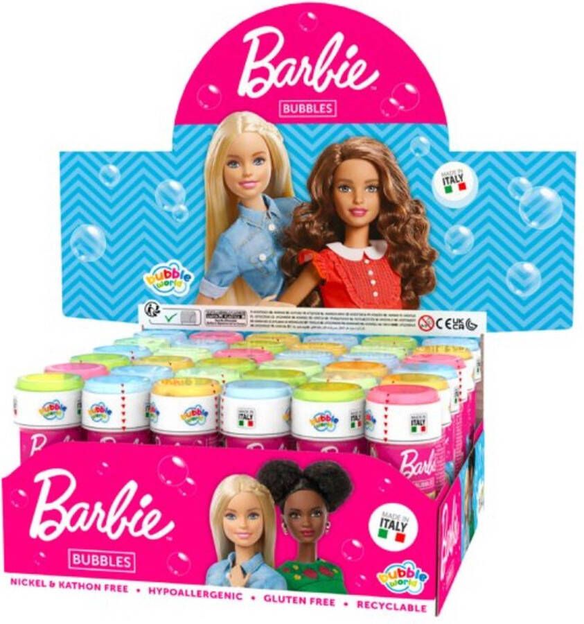 Barbie 4x bellenblaas flesjes met spelletje 60 ml voor kinderen Uitdeelspeelgoed Grabbelton speelgoed
