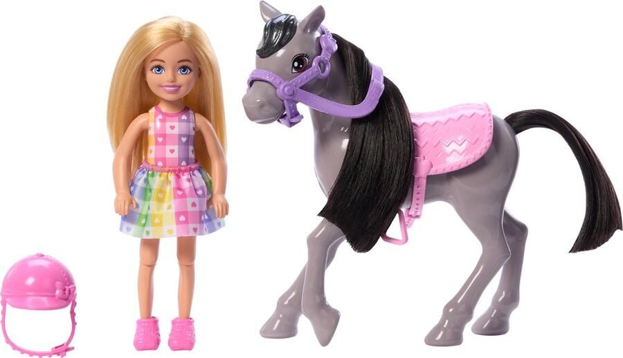 Barbie Chelsea Met Pony Met roze helm 15 cm Minipop pop
