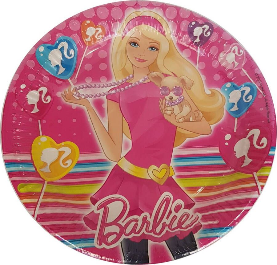 Barbie borden 8 stuks 23 cm ø karton Roze party kinderfeestje verjaardag