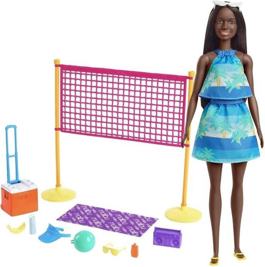 Barbie Bruin Set Ocean met Beach Volleyball Accessoires Pop Bruin donkere huidskleur Poppen Cadeau Meisje 6 jaar Cadeau Meisje 8 jaar Verjaardag Cadeau Meisje