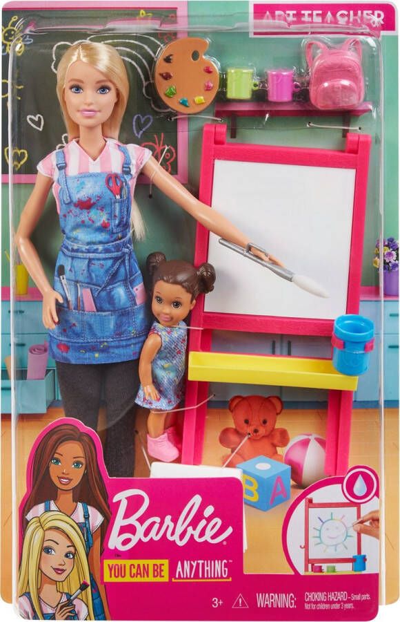 Barbie Careers Kunstlerares Speelset pop met Mini pop en Schildersezel