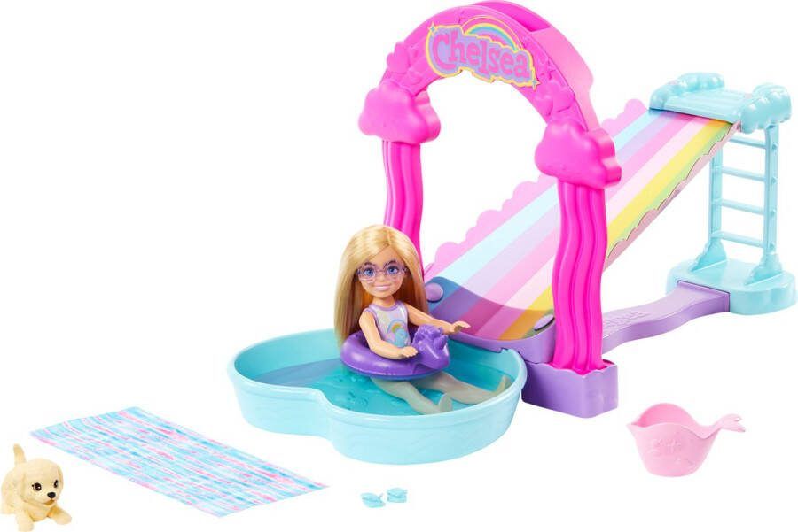 Barbie Chelsea regenboogwaterglijbaan pop