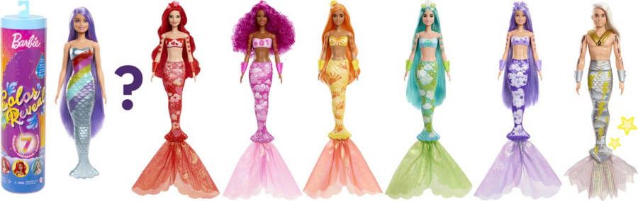 Barbie Color Reveal Zeemeermin Met 7 Verrassingen Regenboog Meermin Serie Pop Veelkleurig 3 Years
