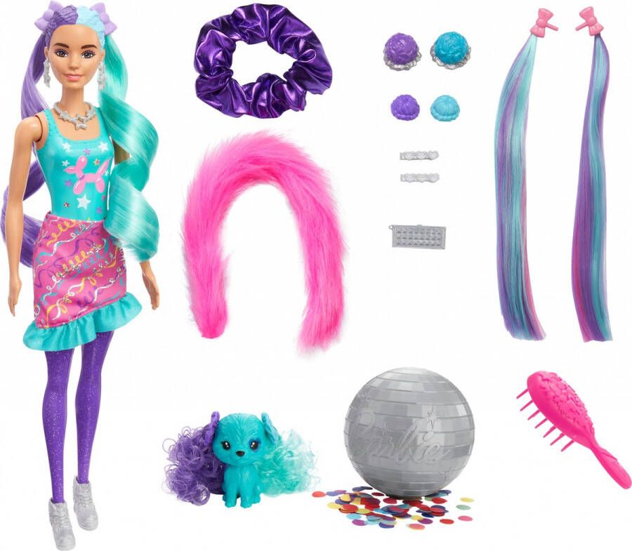 Barbie tienerpop Color Reveal Glitter 39 4 cm turquoise 25-delig