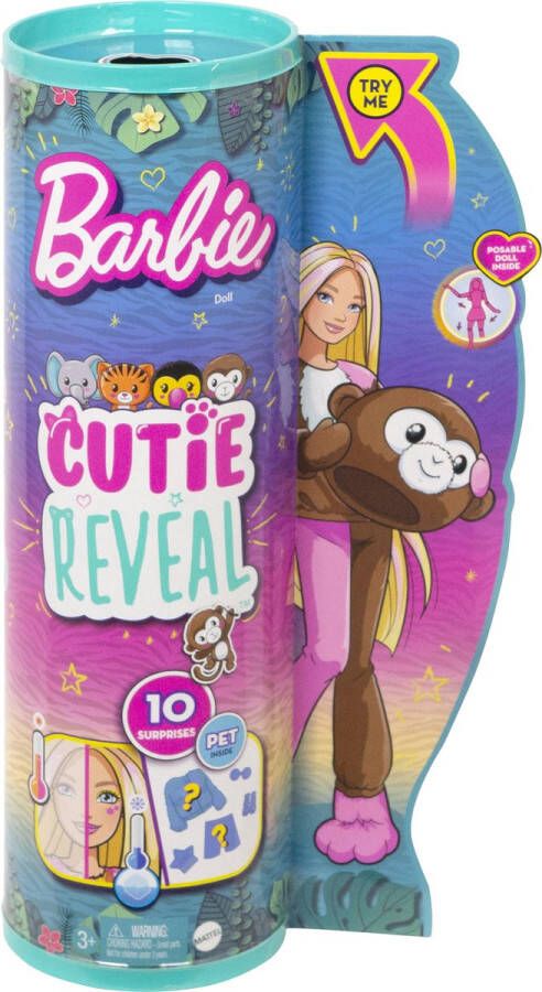 Barbie Cutie Reveal Jungle pop Aap met verrassingsaccessoires