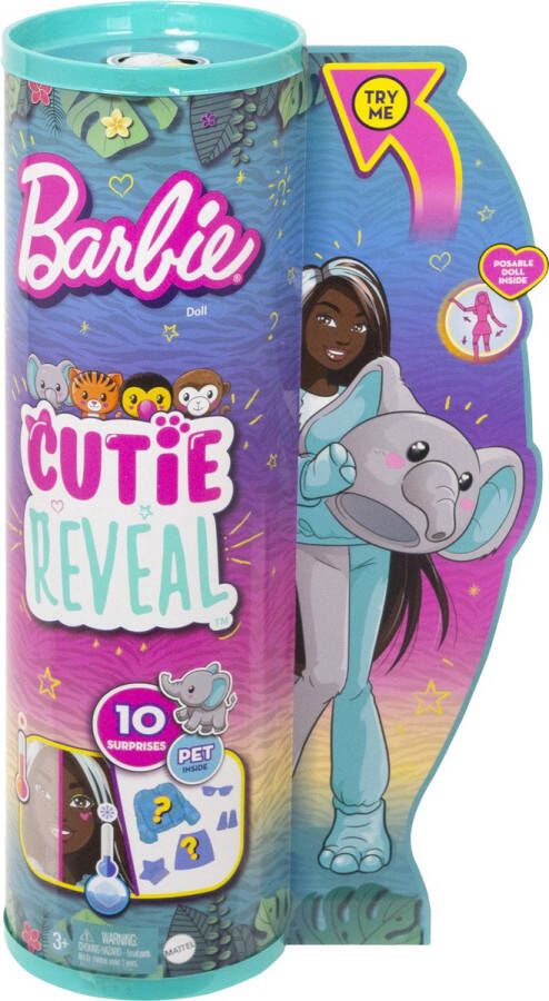 Barbie Cutie Reveal Jungle pop Olifant met verrassingsaccessoires