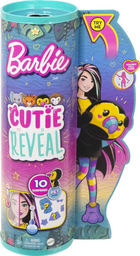 Barbie Cutie Reveal Jungle pop Toekan met verrassingsaccessoires