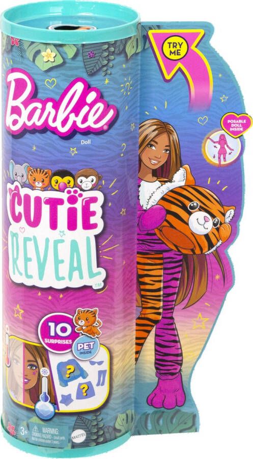 Barbie Cutie Reveal Jungle pop Tijger met verrassingsaccessoires