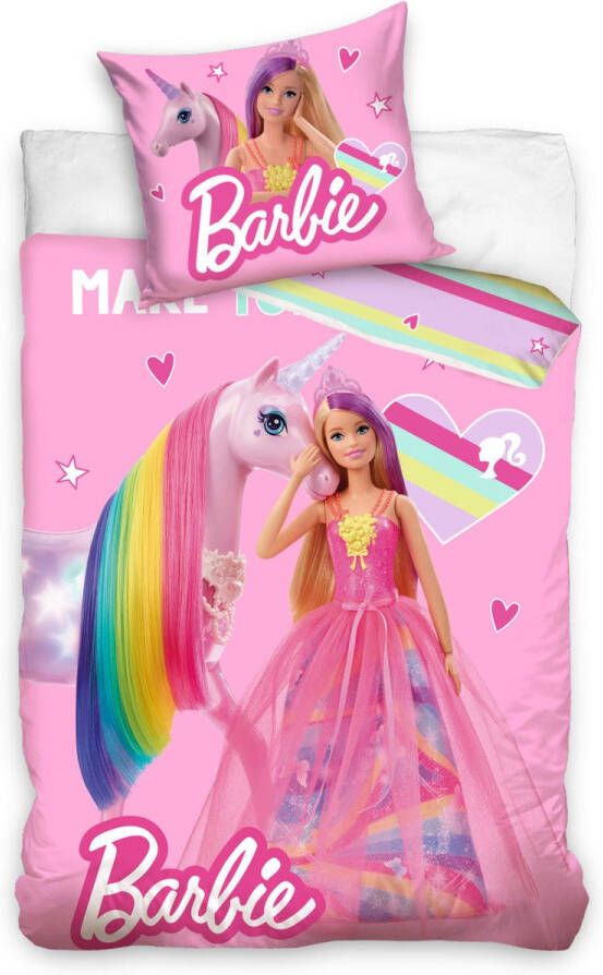 Barbie Dekbedovertrek Unicorn Dekbedovertrek 140x200cm Katoen Kussensloop 60x70cm
