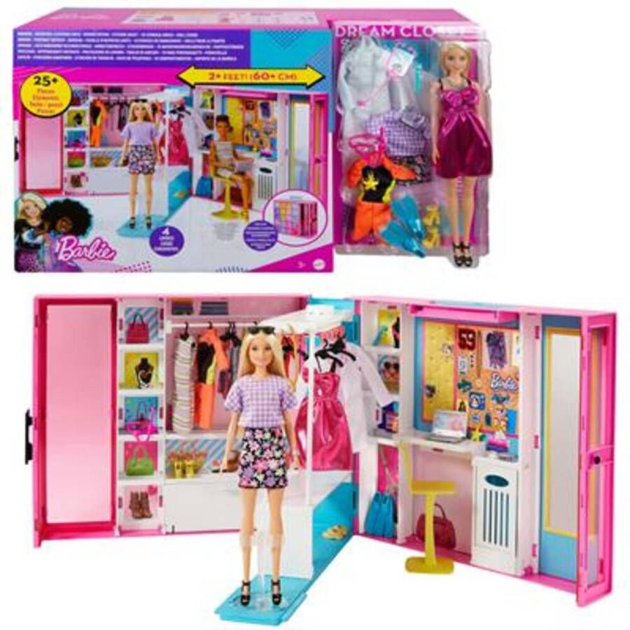 Barbie Droom Kledingkast met pop Poppenset