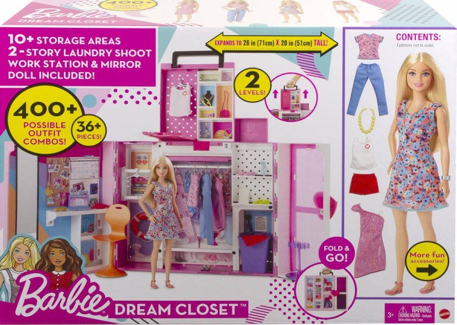 Barbie Droomkast en pop Speelset met modepop en kleding