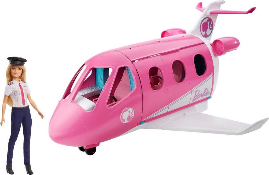 Barbie Estate Droomvliegtuig & Piloot Speelset Pop met Roze Vliegtuig En Accessoires