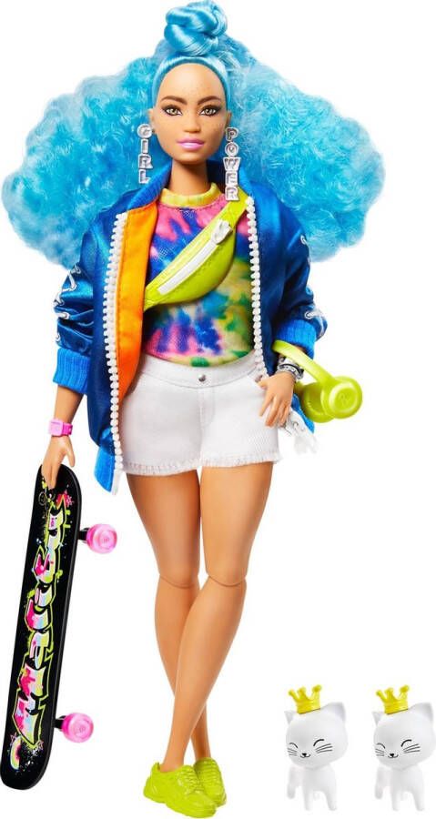 Barbie Extra Blauw Krullend Haar Modepop