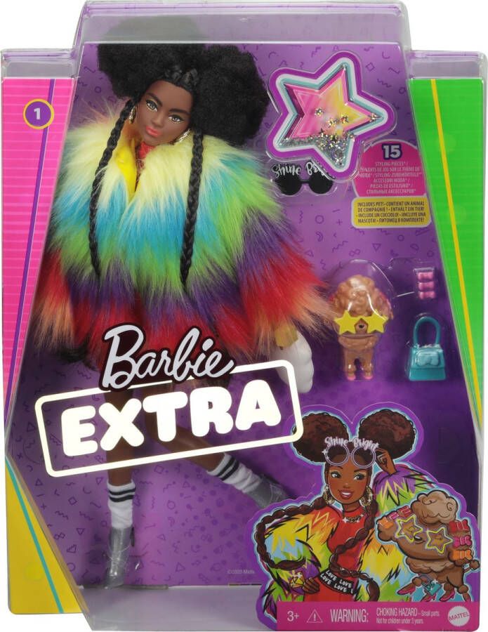 Barbie Extra pop met Regenboogjas Modepop