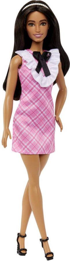 Barbie Fashionistas Met roze geruiten jurkje pop