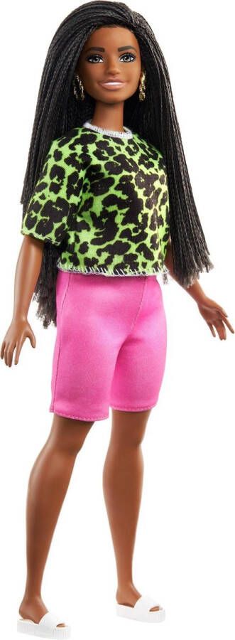 Barbie Fashionistas Doll Neon Leopard Shirt Pink Bike Shorts