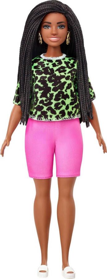 Barbie Fashionistas Fel Luipaard shirtje en Roze Bike Shorts Modepop