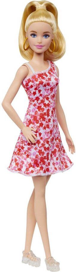 Barbie Fashionistas Jurk met roze rode en paarse bloemen pop Modepop
