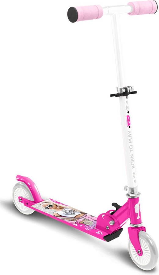 Mattel Stamp 2-wiel kinderstep Barbie opvouwbaar voetrem roze