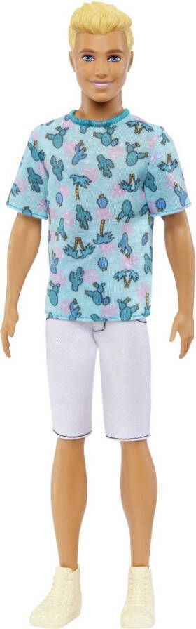 Barbie Ken Fashionistas Pop Met blond haar en een T-shirt met cactussen pop Modepop