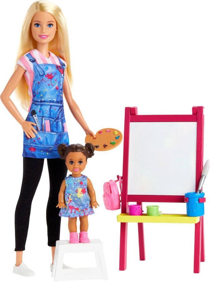 Barbie Careers Kunstlerares Speelset pop met Mini pop en Schildersezel
