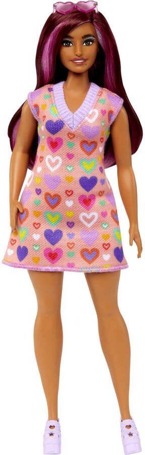 Barbie Fashionistas Roze jurk met hartjes pop