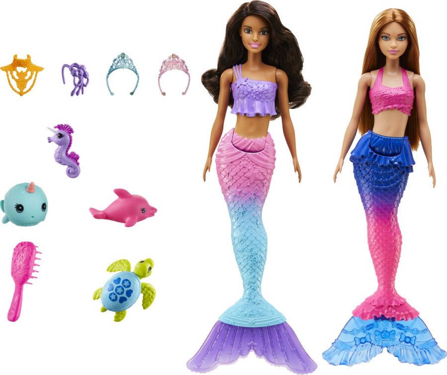Barbie Ocean Adventure- Twee zeemeermin poppen met accessoires pop