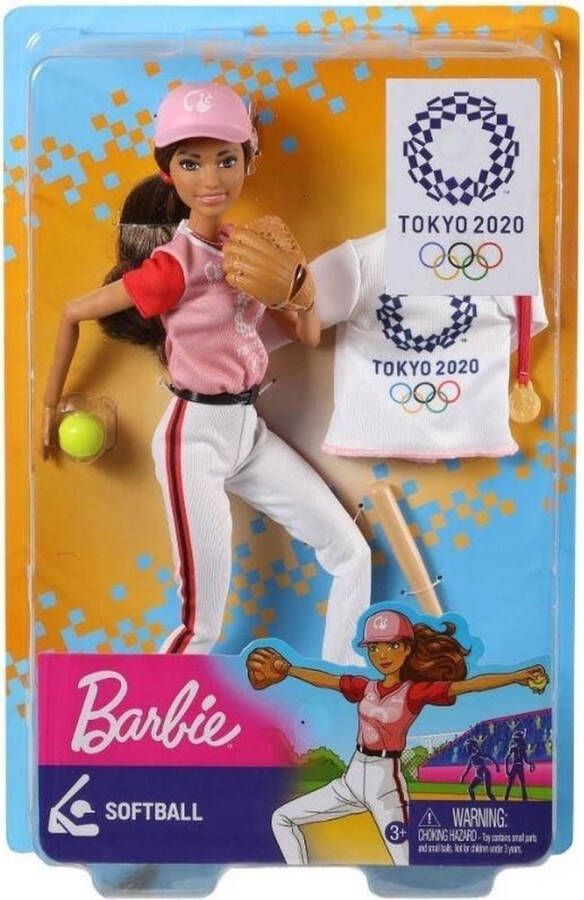 Barbie tienerpop Softball Tokyo 2020 meisjes 29 cm vinyl EVA roze