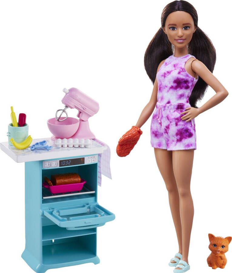 Barbie pop Bakken met Accessoires Met Kat Keukenspeelset