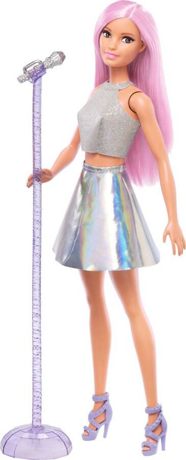 Barbie Careers Popster Pop met Roze Haar Inclusief Microfoon en Standaard Pop