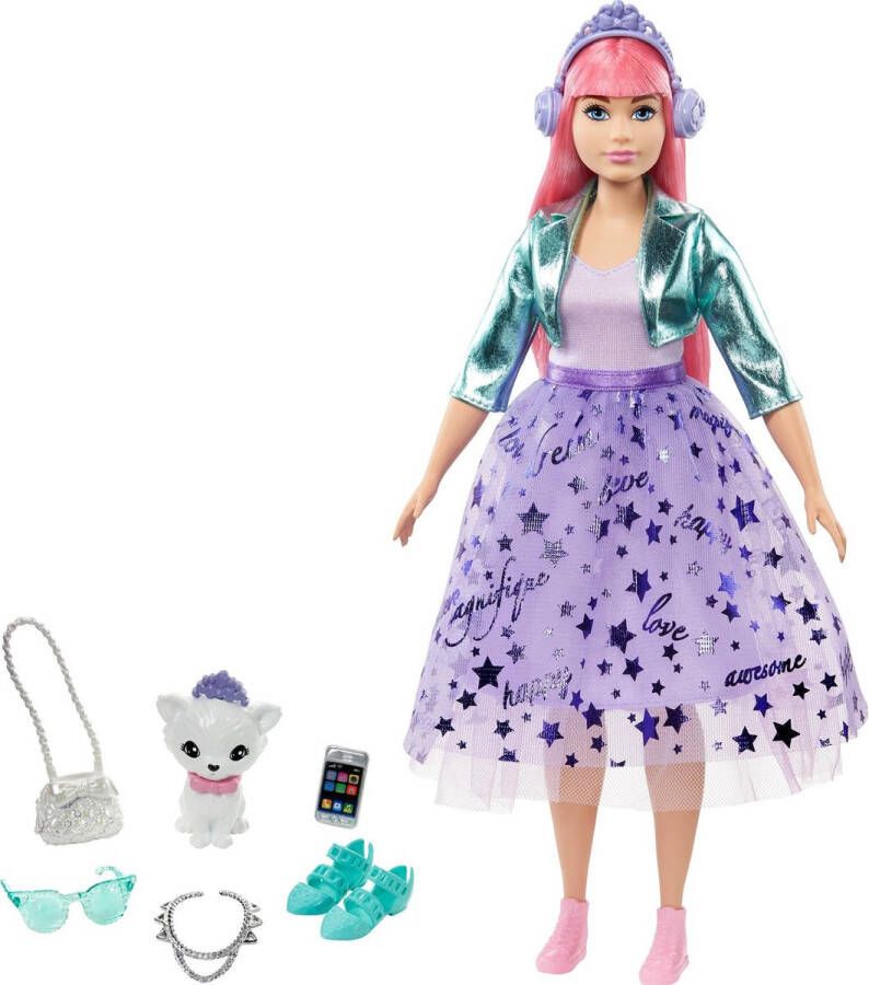 Barbie tienerfoto Princess Daisy meisjes 35 cm paars 3-delig
