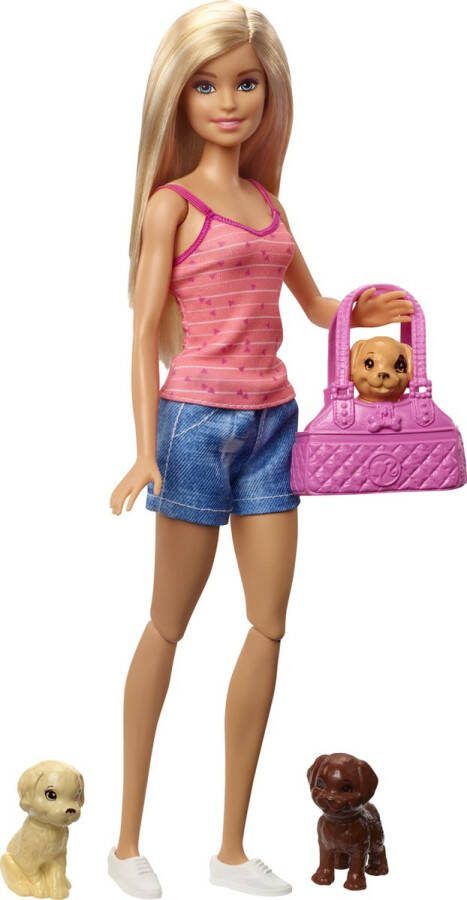 Barbie Puppy badtijd pop met 2 puppy's en accessoires Modepop