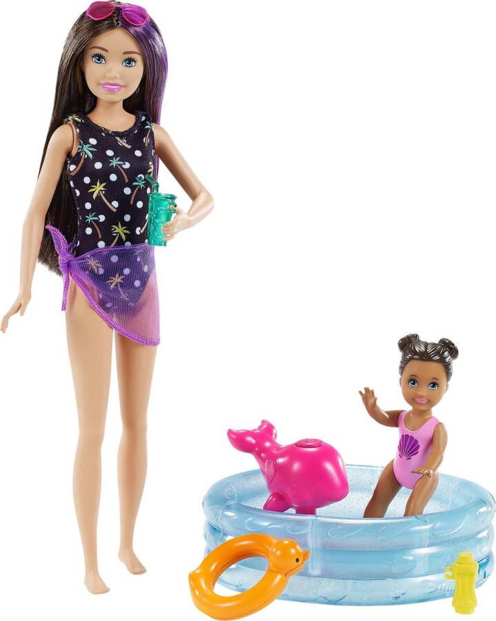 Barbie Family Skipper Babysitter Speelset pop met Minipop en Zwembad