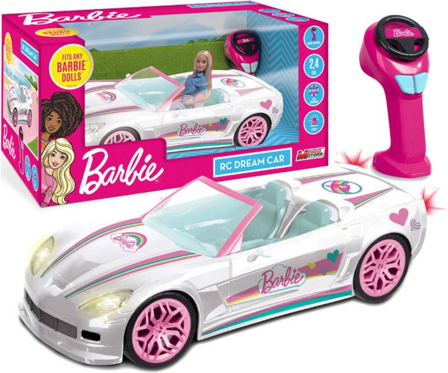 Barbie speelgoed witte cabrio set met afstandsbediening