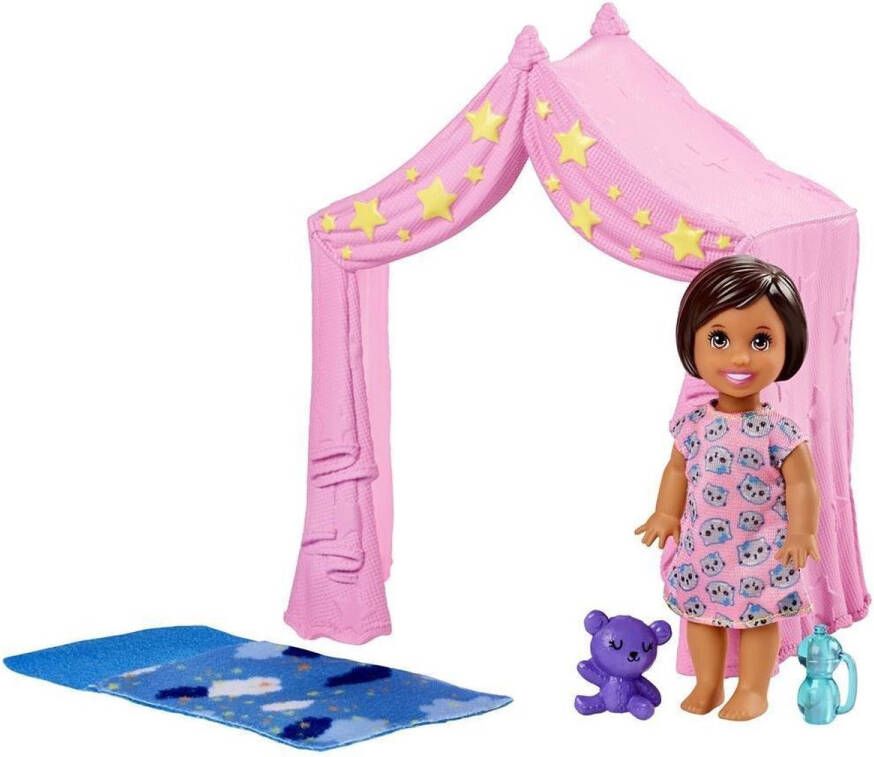 Barbie Speelset Slaaptijd Skipper Meisjes Roze blauw 5-delig