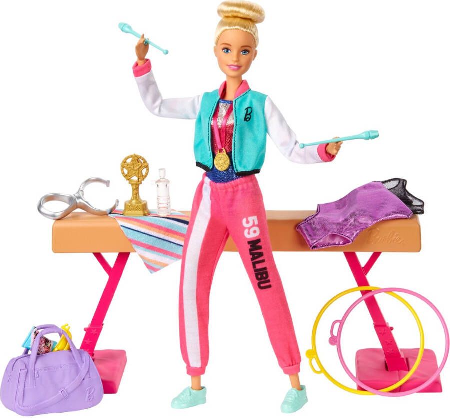 Barbie Sport Gymnastiek Speelset Mmet Sportkleding Evenwichtsbalk en Prijzen Pop