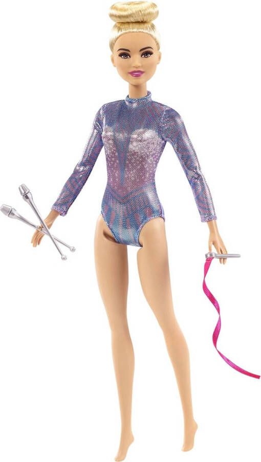 Barbie Sport Ritmische Gymnastiek Pop in Turnpakje met Lint en Stokje