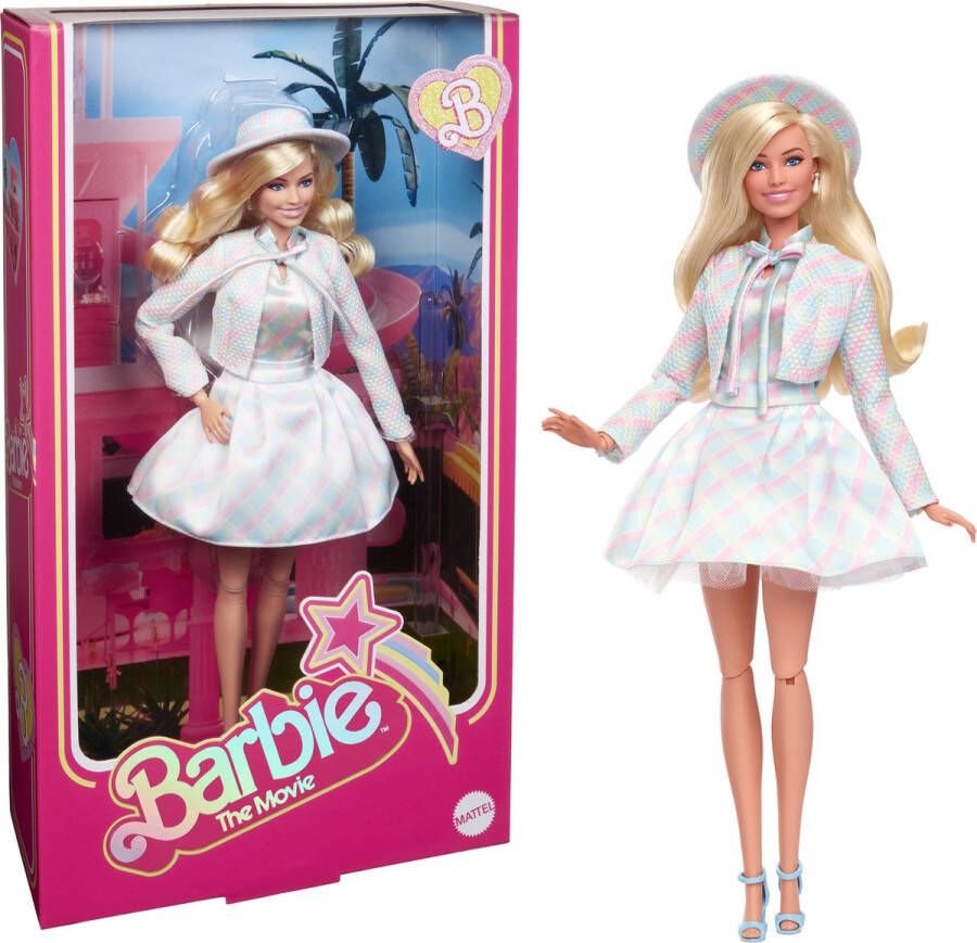 Barbie The movie pop Margot Robbie Blauwe ruitjes film pop