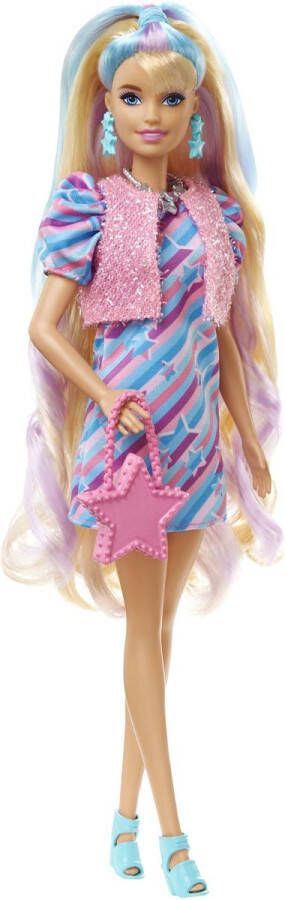 Barbie Totally Hair Doll Blond blauw paars pop