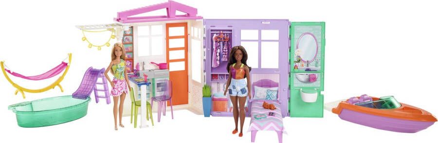 Barbie zomerhuis met zwembad boot en hangmat gemakkelijk mee te nemen huis